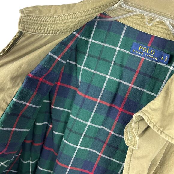 Polo By Ralph Lauren Green Flannel Lined Collared Long Sleeve Full Zip Jacket L - Picture 6 of 7